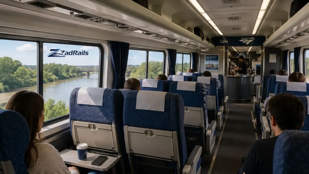 Amtrak coach cabin seating on train