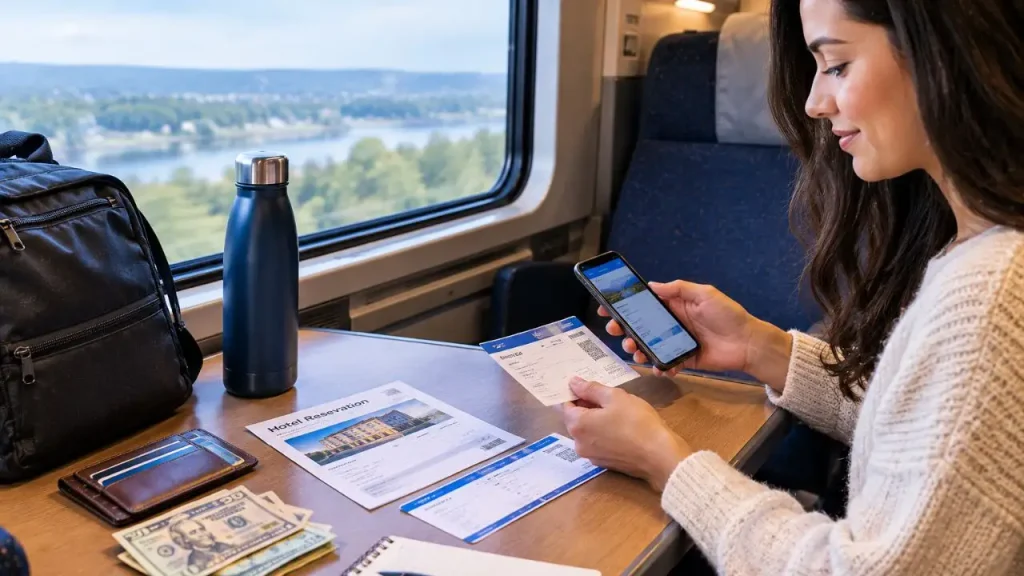 Money and documents for Amtrak connections