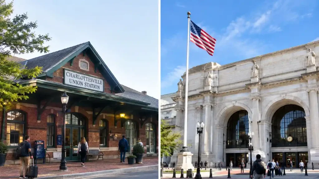 Charlottesville to Washington DC train route